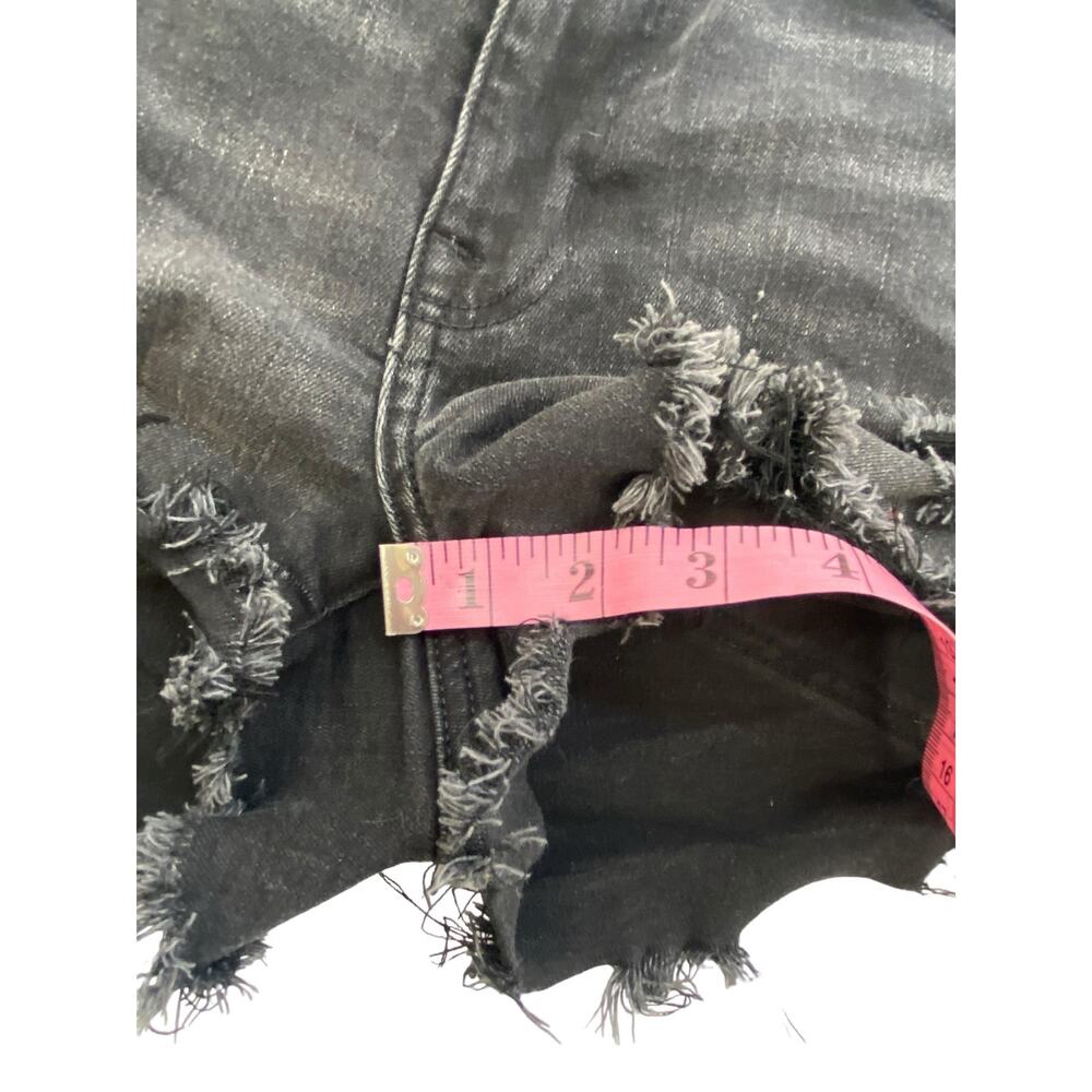 American Eagle Next Level Black Distressed Frayed Hem Denim Shorts Size 6 - Picture 5 of 12